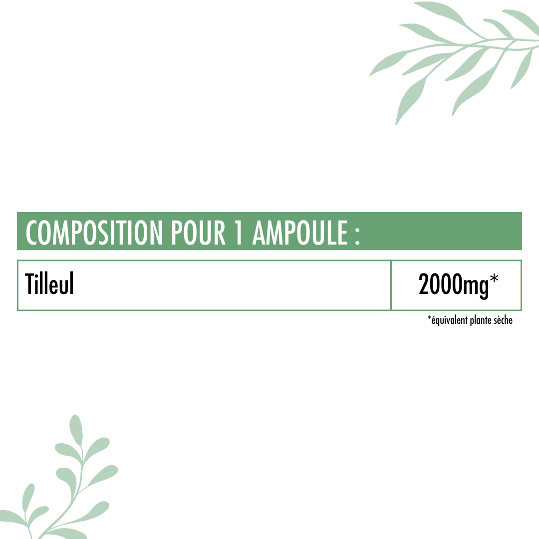 Valeurs nutritionnelles des Ampoules aubier de tilleul Nutrivie