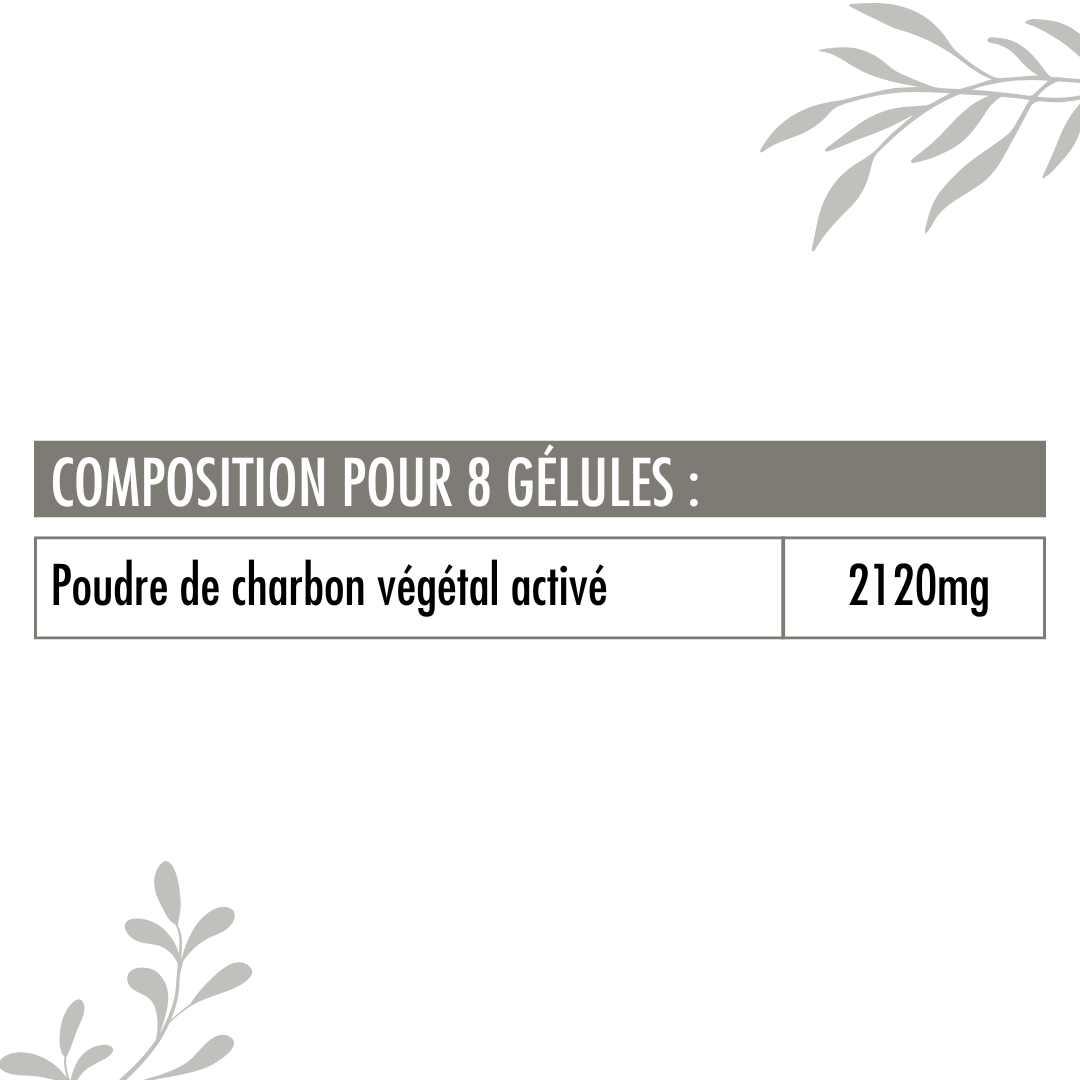 Valeurs nutritionnelles du charbon végétal activé Nutrivie