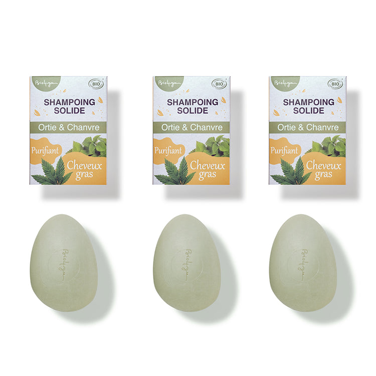 Pack - 3x Shampoing Solide pour Cheveux Gras BIO