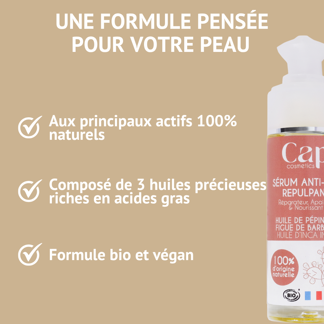 Engagements du Sérum Anti-âge repulpant Bio Cap Cosmetics