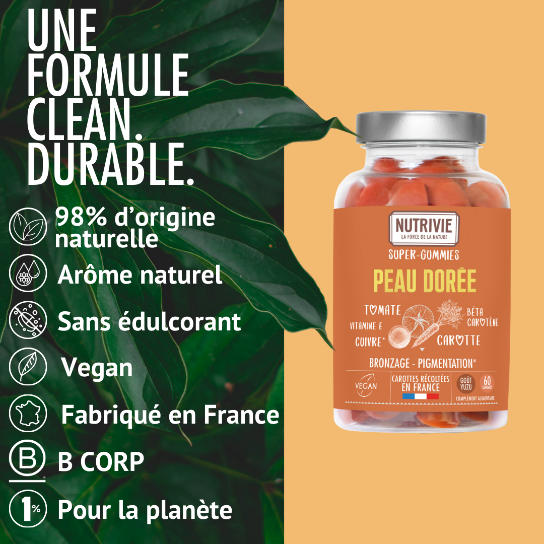 Formule des gummies peau dorée Nutrivie