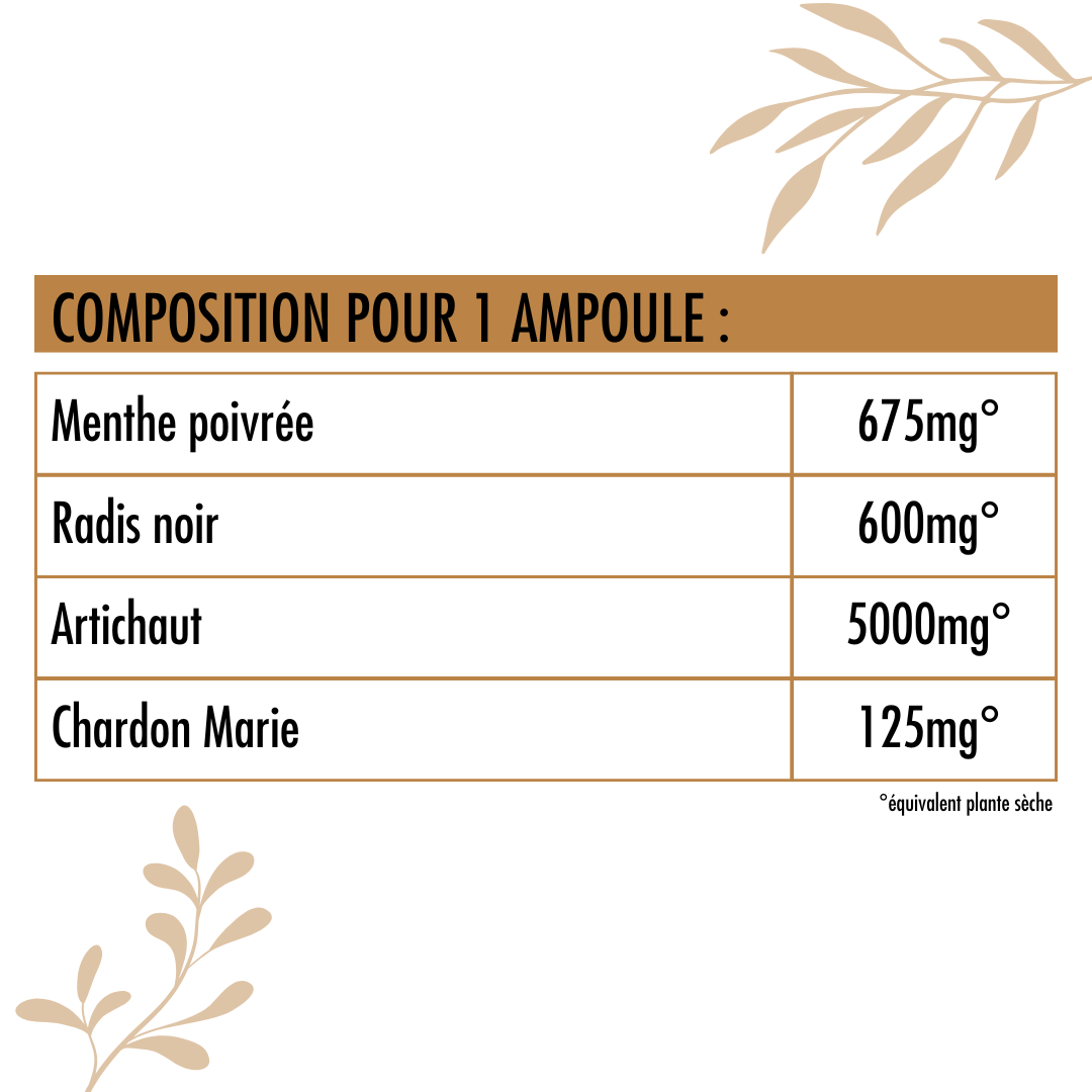 Valeurs nutritionnelles du Complexe Hépato Bio Nutrivie
