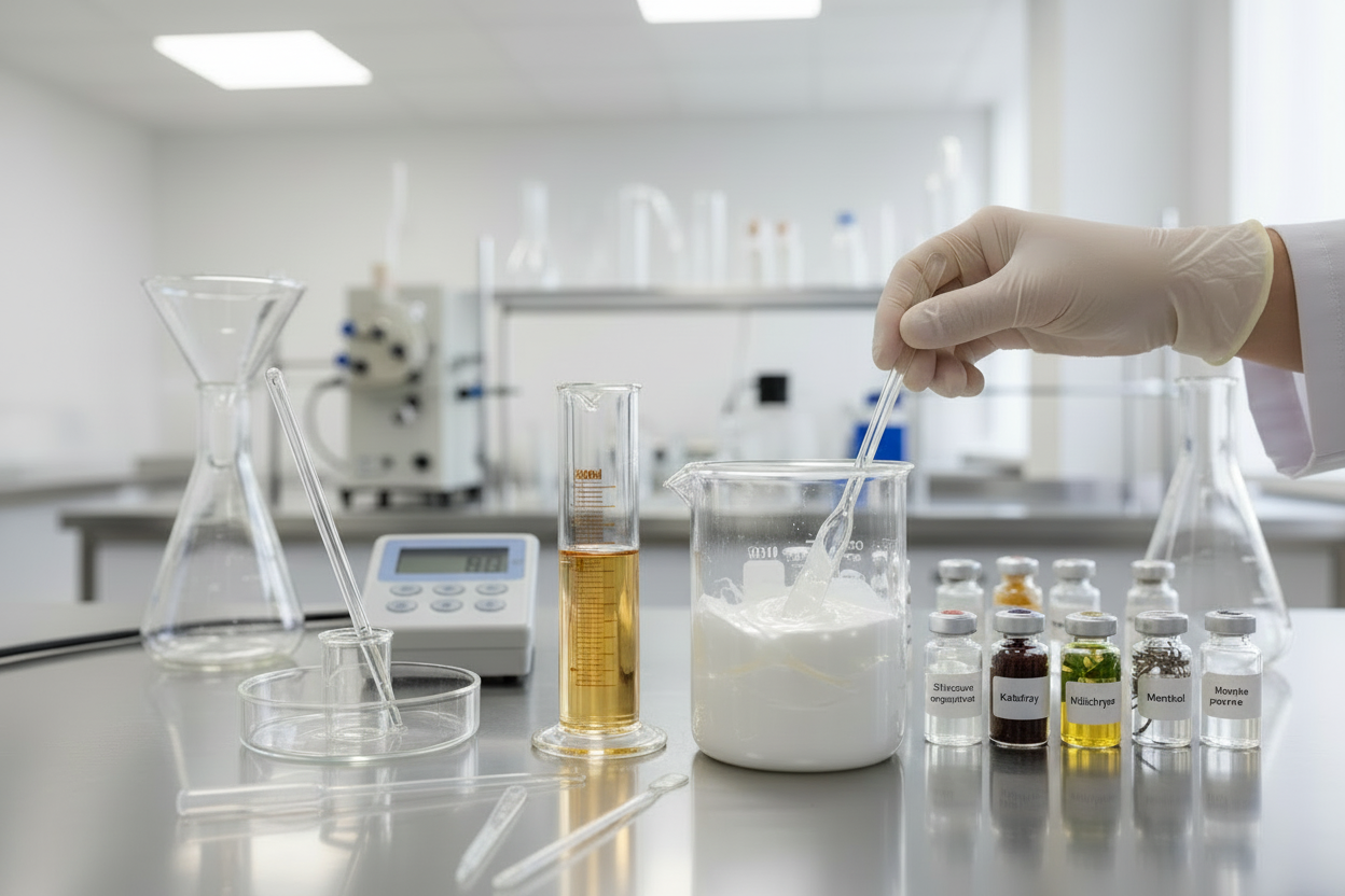 sur les étiquettes des petites fiolles peux-tu écrire : Silicium organique, harpagophytum, katafray, hélichryse, menthol et menthe poivrée